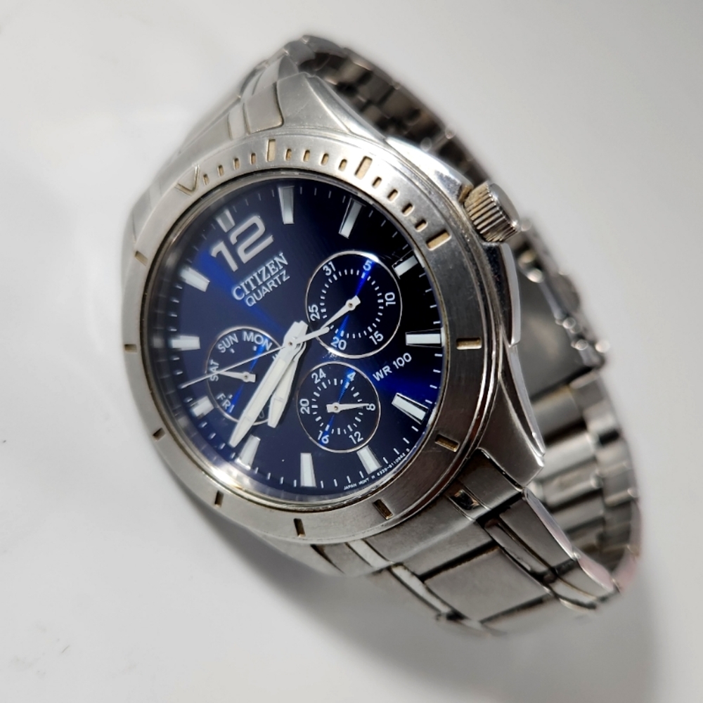 Citizen Quartz Blue Dial Stainless Steel Men's Watch AG8300-52L
